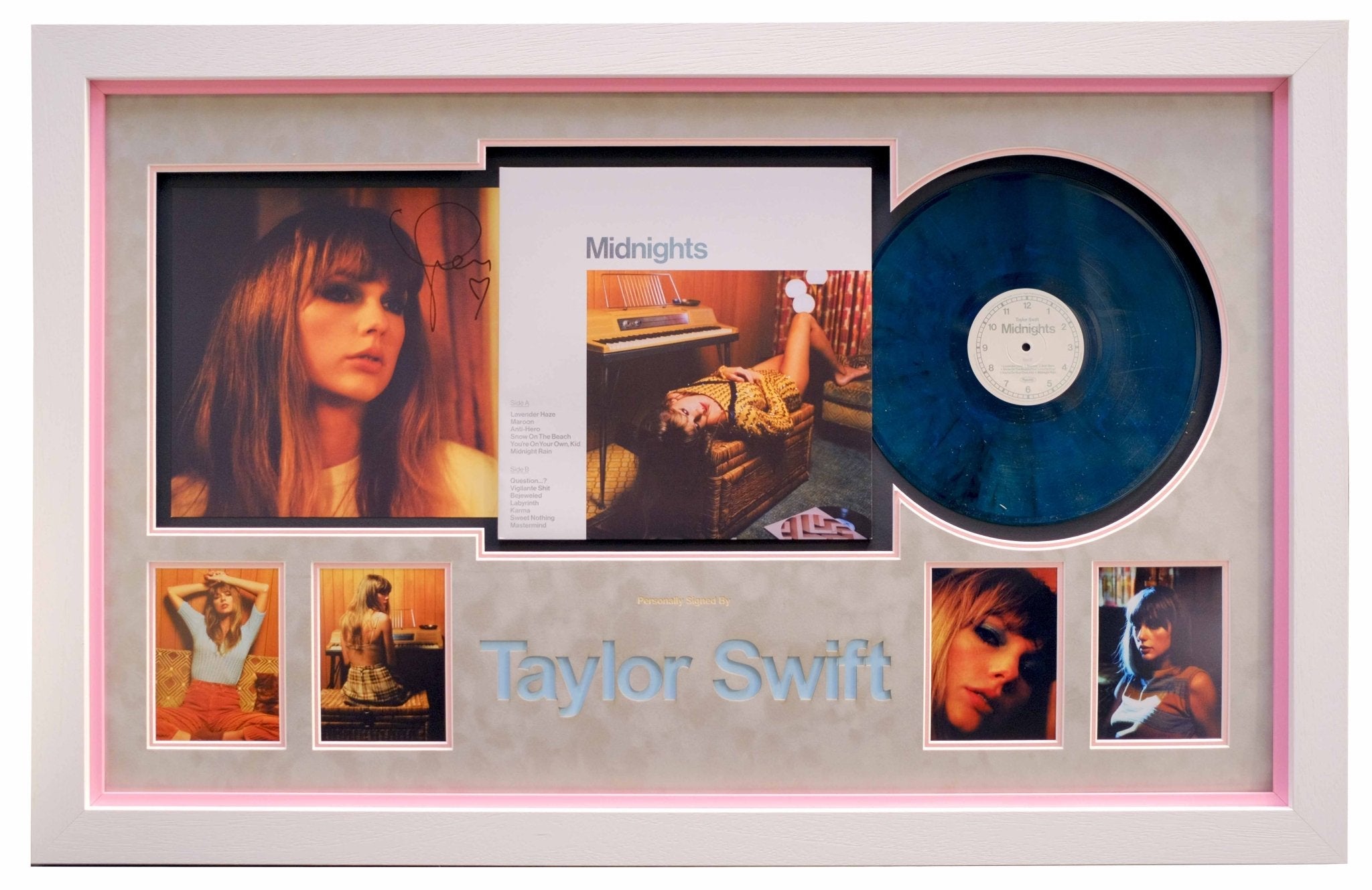 Taylor Swift Signed photo and Midnights Record - Memorabilia Framers Shop